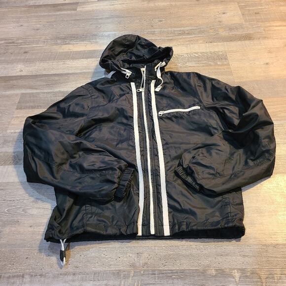 Gap size small women's jogger wind jacket black white striped - Picture 1 of 10